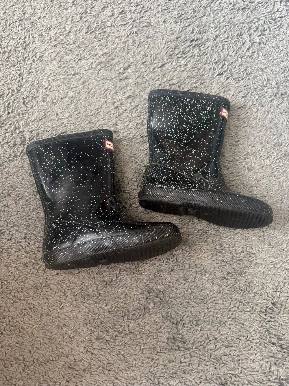 Hunter Black Glitter Rain Boots Sz 11 (UK 9)
